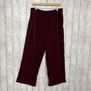 French Laundry Burgundy Wide Leg Drawstring Pockets Flowy Comfy Pants Large